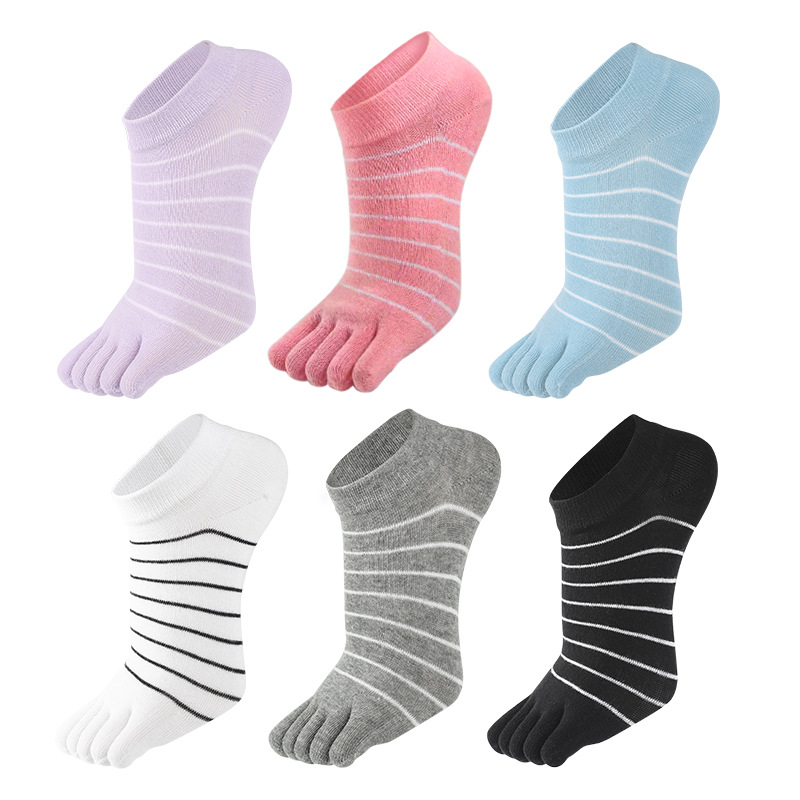 1/5 Pairs Women Striped Five T - مراجعة Ankle Sock Low Cut وسعره
