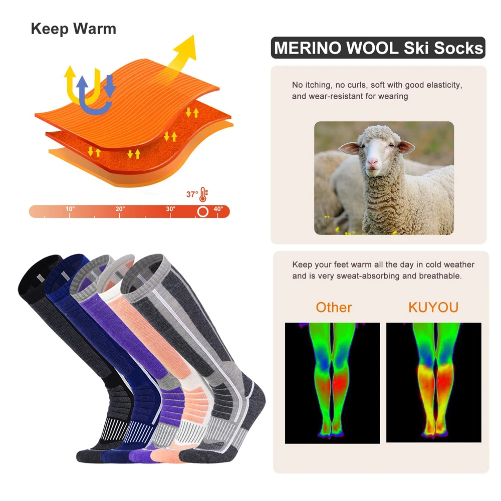 1 Pair Merino Wool Thermal Soc - مراجعة Wool Hiking Sock وسعره