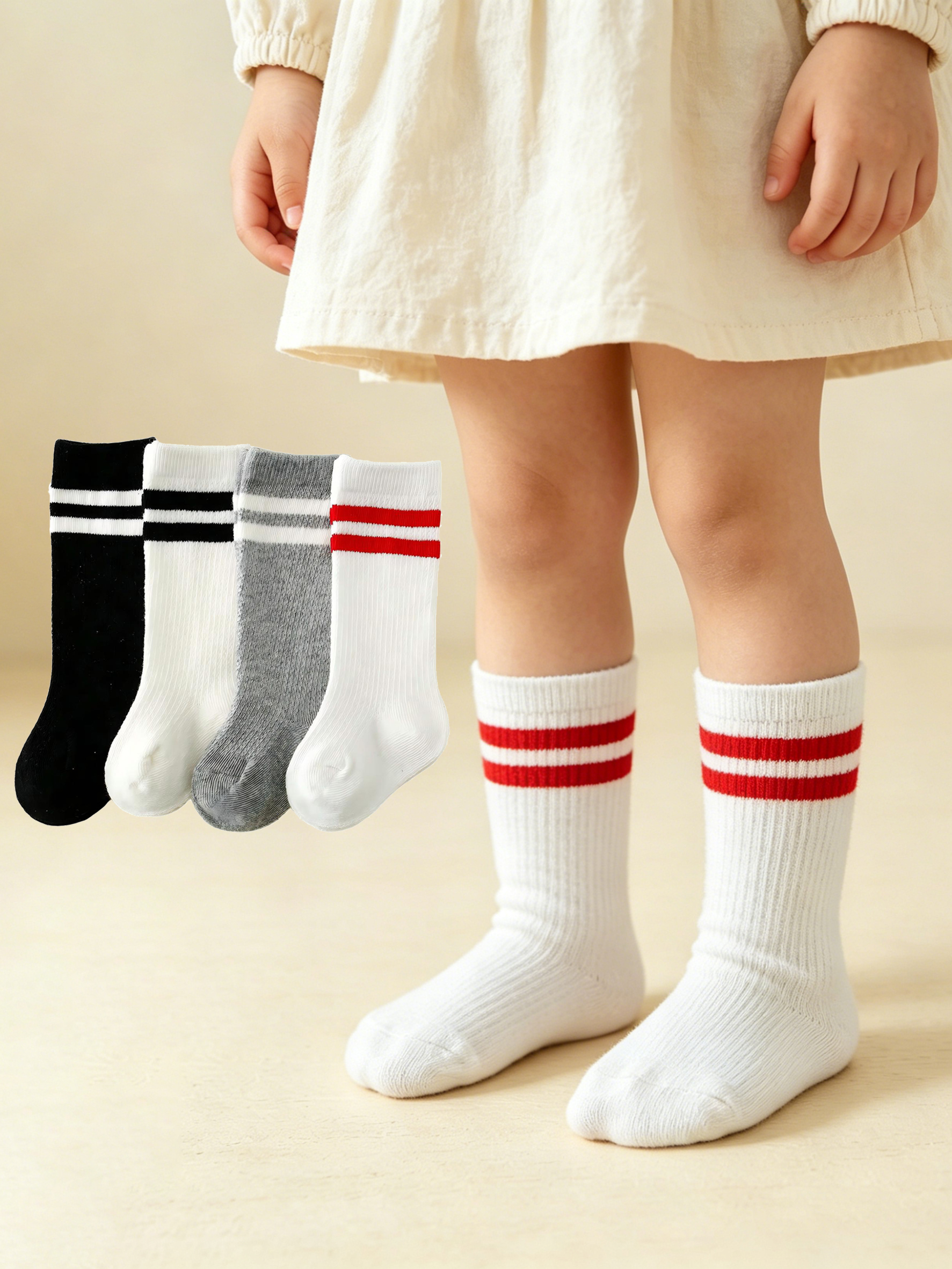 4-Pack Baby Toddler Striped Cr - مراجعة Cotton Crew Sock Pack وسعره