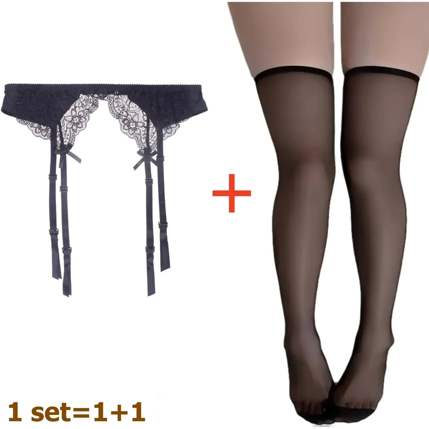 2PCS Women's Suspender Lace St - مراجعة Tights Pantyhose Sheer وسعره