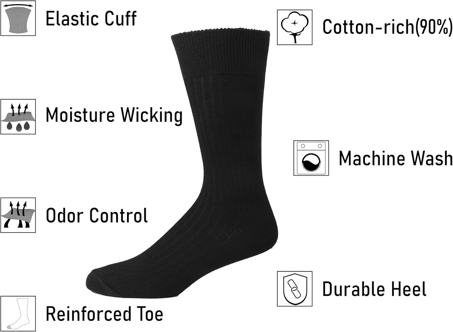 Men Dress Socks 5-Pack Plain R - مراجعة Cotton Crew Sock Pack وسعره